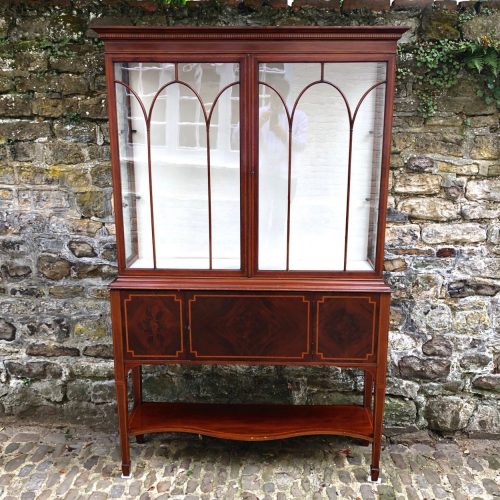 An Edwardian Mahogany Display Cabinet On Stand By Maples.