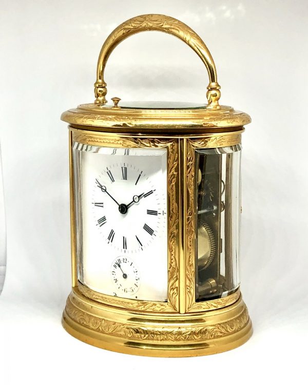 A Fine Late 19th Century French Gilt Brass Carriage Clock By Brunelot