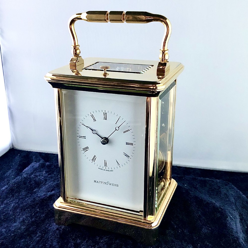 A Gilt Brass Repeater Carriage Clock by Mappin and Webb - Chequers Antiques
