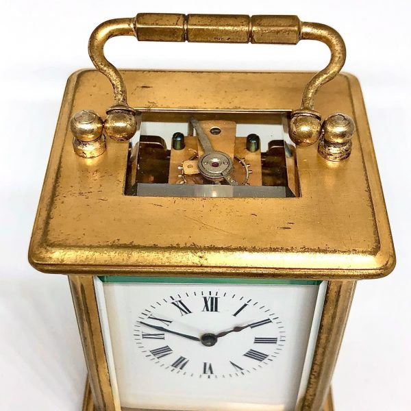 A Late 19th Century Miniature French Gilt Brass Carriage Clock Timepiece