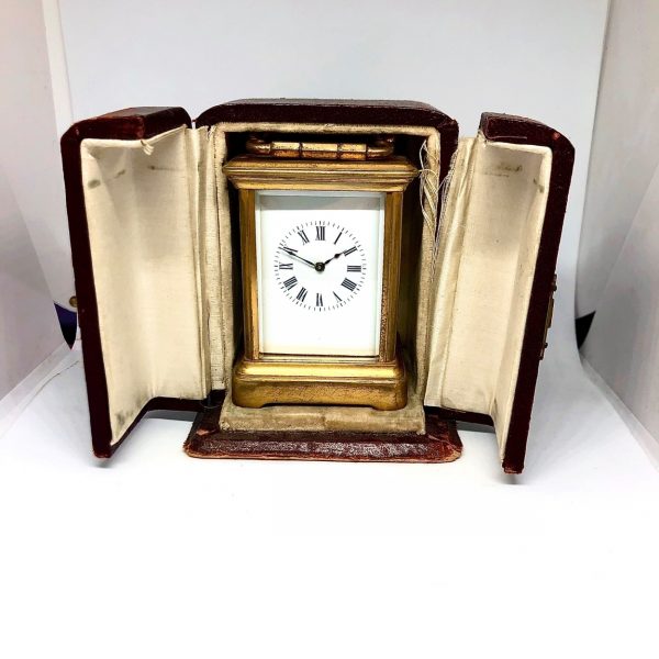 A Late 19th Century Miniature French Gilt Brass Carriage Clock Timepiece