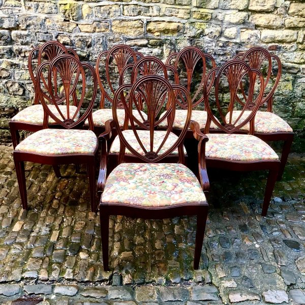 A Set of Eight Sheraton Revival Mahogany Dining Chairs