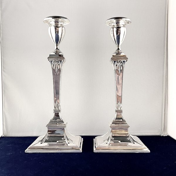 Pair Art Nouveau Silver Plated Candlesticks