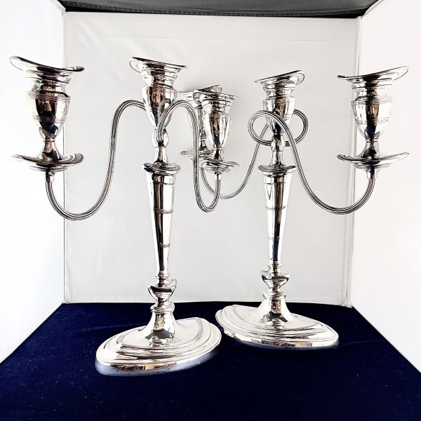 Pair of Silver Plate on Copper Candelabra