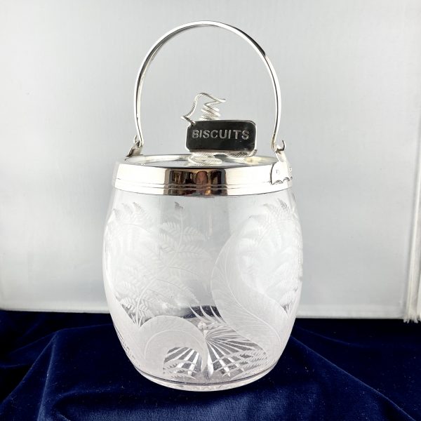 Glass and Silver Plate Biscuit Barrel