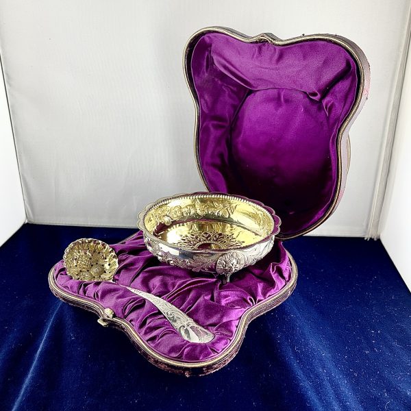 Silver Bowl and Sifter Spoon